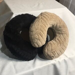 Plush Neck Pillows in Black and Tan